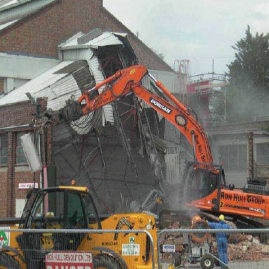 Building roof during demolition