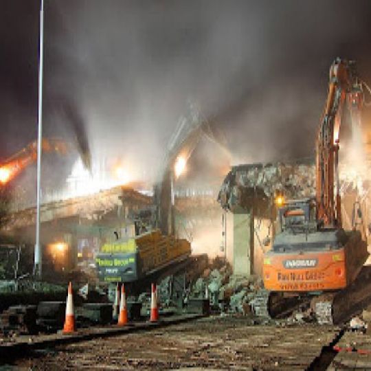 Nighttime demolition work