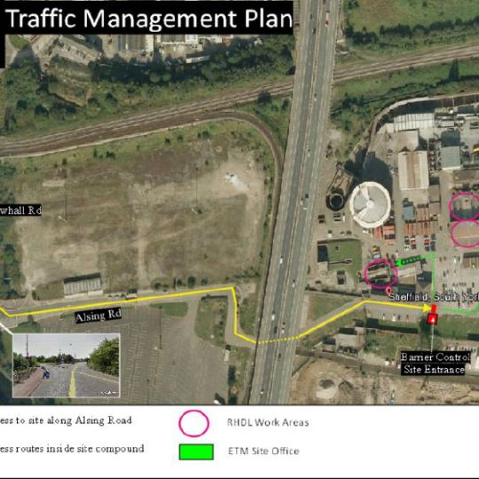 Bird's eye map diagram of a site for demolition