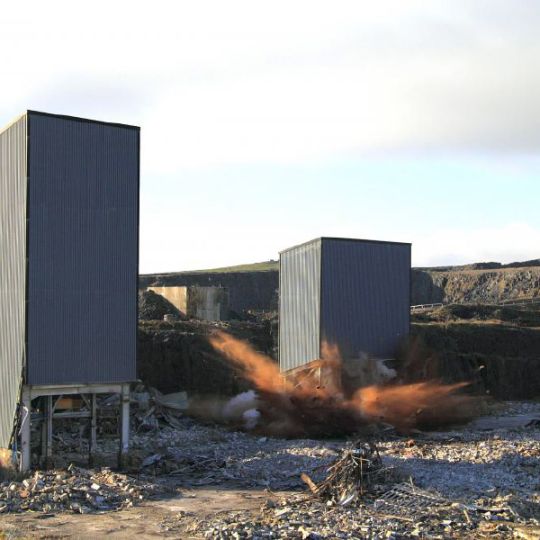 Structures mid collapse in demolition by Ron Hull Ltd