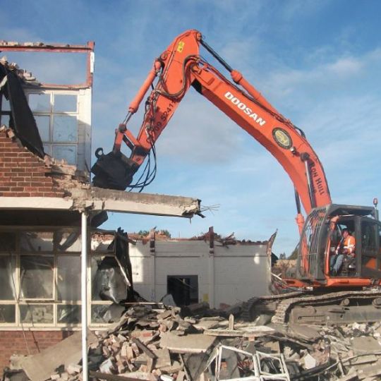 Site being demolished by Ron Hull Ltd equipment