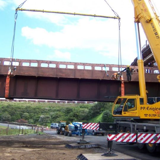 Large metal structure being decomissioned