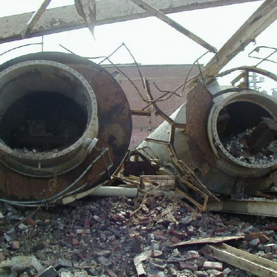 Structures after demolition, ready for recycling