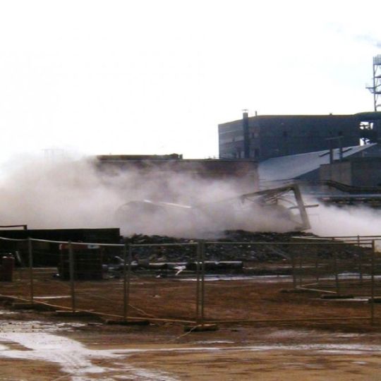 Industrial building during demolition