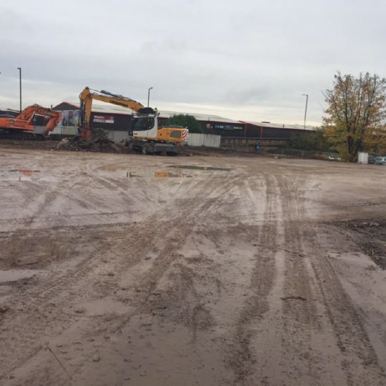 Demolition site after clearance by Ron Hull Ltd