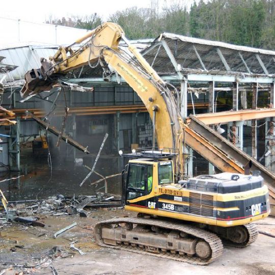 Building front during demolition